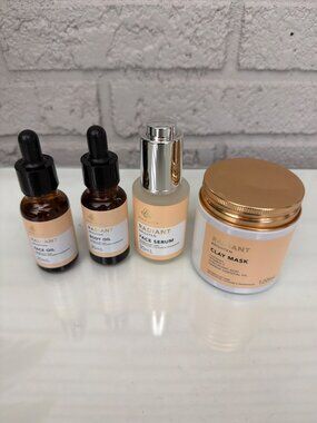 Radiant Brighten Face Serum, Body Oil, Face Oil & Clay Mask 4 PCS Set